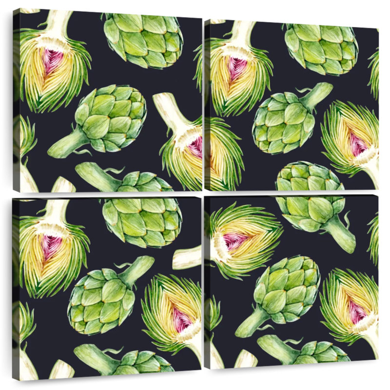 Yarlin Artichokes On Black, 26" H x 26" W