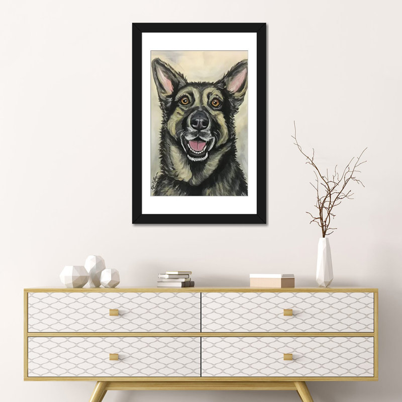 « german berger on crème », impression sur toile, H 24 po x l 16 po x P 1 po, Papier d'art encadré noir