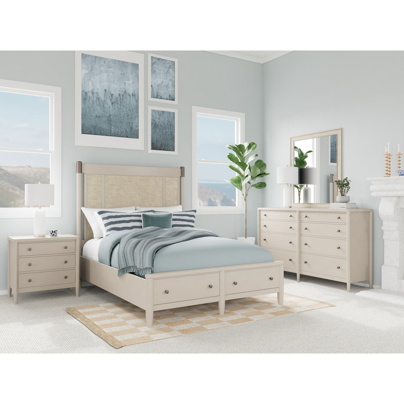 Ensemble de base de lit avec commode et table de chevet Shannen, Grand