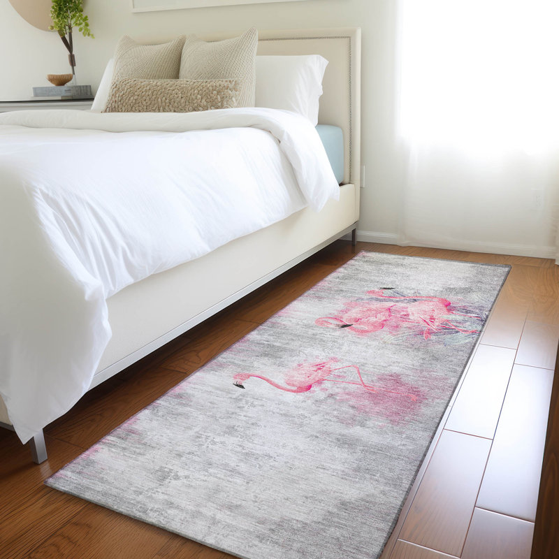 Premium Machine Washable Cerrito AMF197 Pink Rug, Runner 2'3" x 7'6"