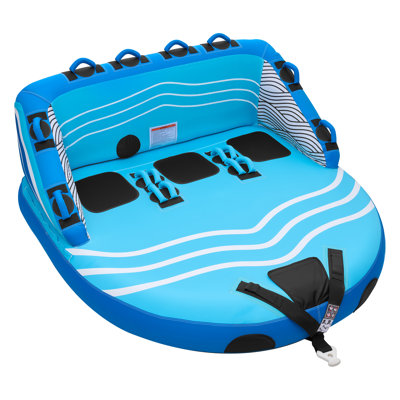 Towable Tubes for Boating, 3-Rider Inflatable Towable Tube for Boat to Pull, 510 lbs Capacity Water Sports Boating Tubes - with Full Nylon Cover, Dual Tow Points, Safety Valve & Padded Handles