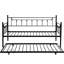 Lit de jour noir avec lit gigogne - Nécessaire de chambre à coucher moderne, fabrication en métal durable, choix d'économie d'espace, aire de repos silencieuse et stable, procédure d'assemblage facile, tous les types de matelas assortis, 250/350