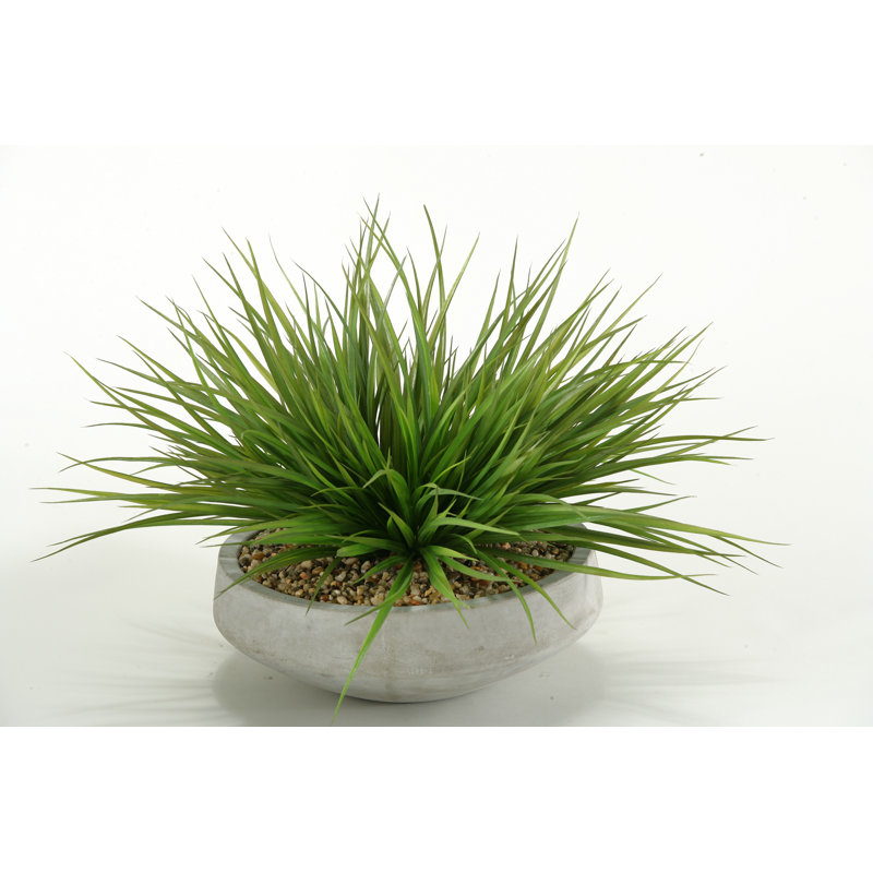Faux Grass in Concrete Planter