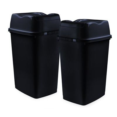 Large Plastic Kitchen Trash Can with Swing Lid, 13 Gallon - 50 Liter, Black