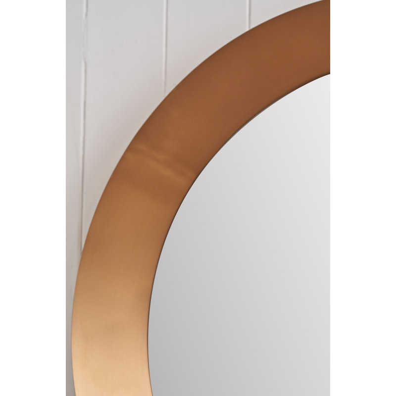 Metal Round Mirror, Burnished Gold, Large
