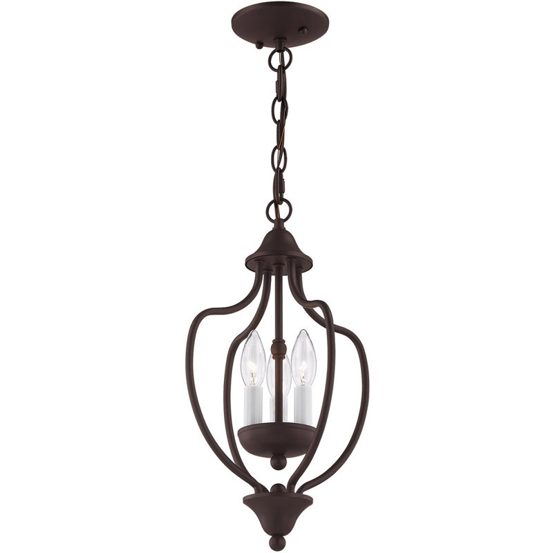 Lustre empire géométrique à 3 lumières, Bronze