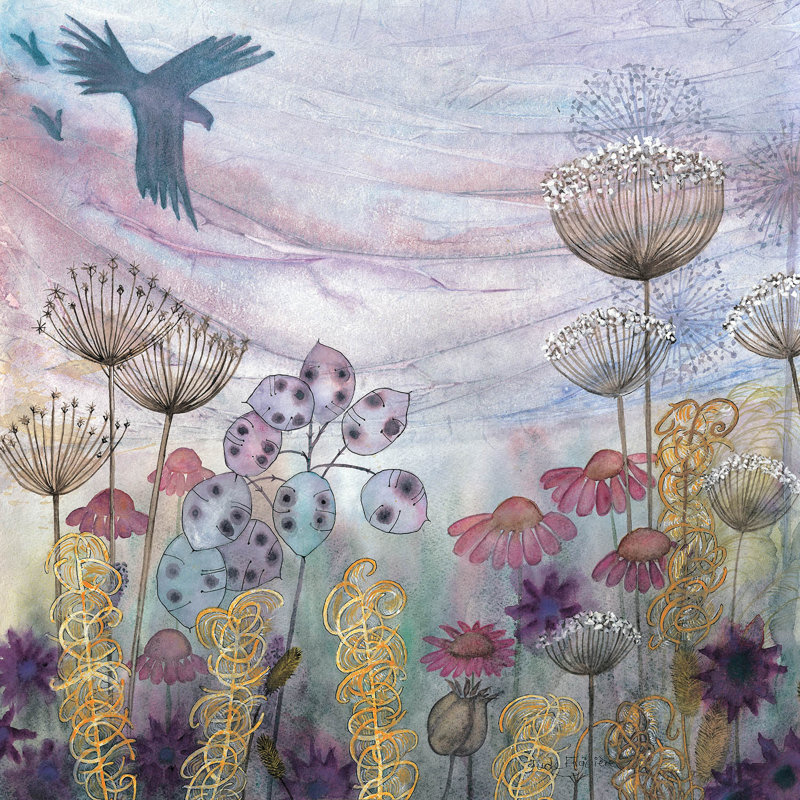 Ensemble de housse de couette en microfibre DiaNoche par Judith Figuiere - Birds Seedheads