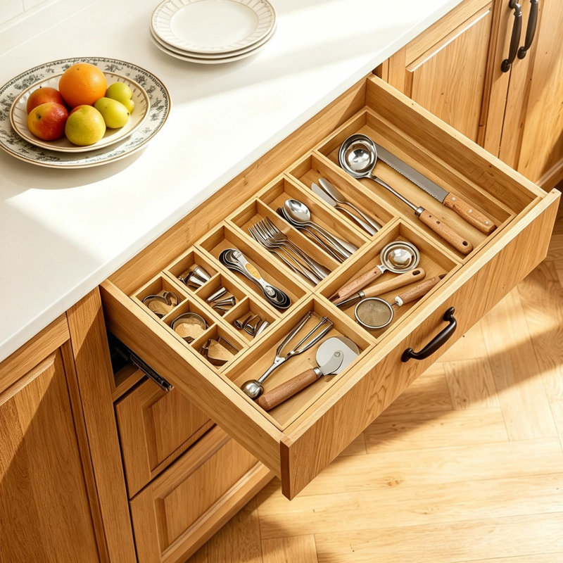 Bamboo Rectangle Utensil Storage Set