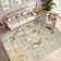 Abstract Machine Washable Gold No-Skid Area Rug