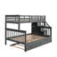 Lit superposé simple avec lit gigogne simple, rangement gris et organisé, garde-corps, unité de chambre à coucher-1288954151