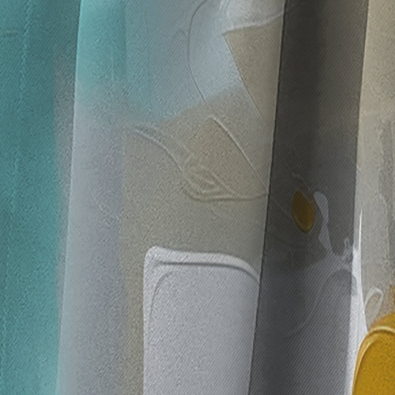 Jaune et turquoise - Encre fluide en marbre - Rideau occultant en marbre abstrait - 1 panneaux, L 52 po x L 63 po