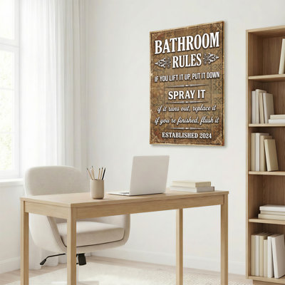 «Bathroom Rules», motif rétro sur toile tendue, reproduction de peinture à l'huile