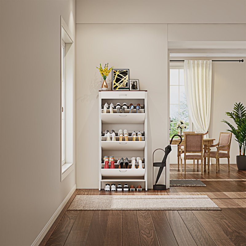 Armoire de rangement pour chaussures avec 3 tiroirs rabattables et 1 tiroir