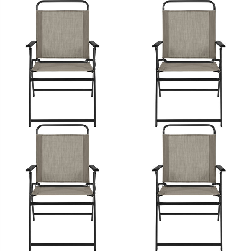 Folding Patio Dining Armchair, Brown, 4