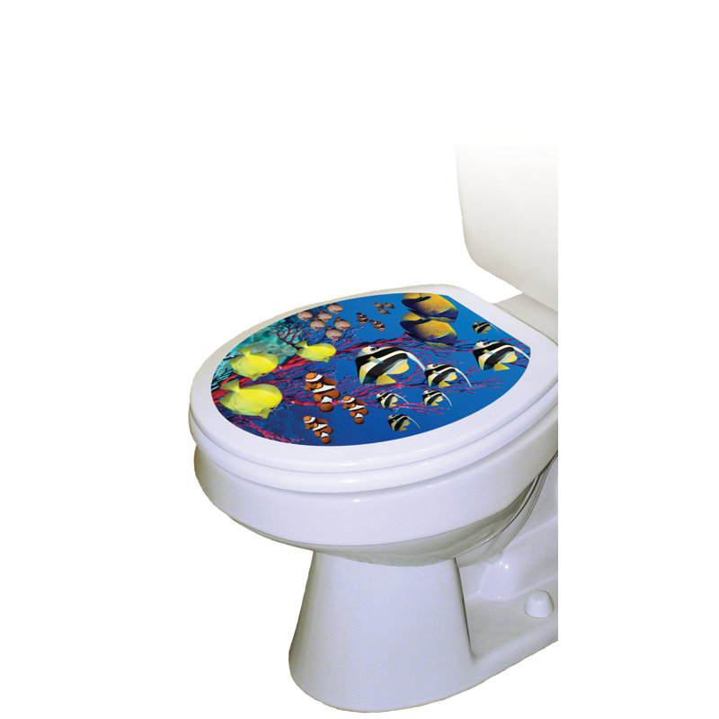 Décalcomanie de siège de toilette Coastal Coral Reef - couvercles de toilette en vinyle, Allongé