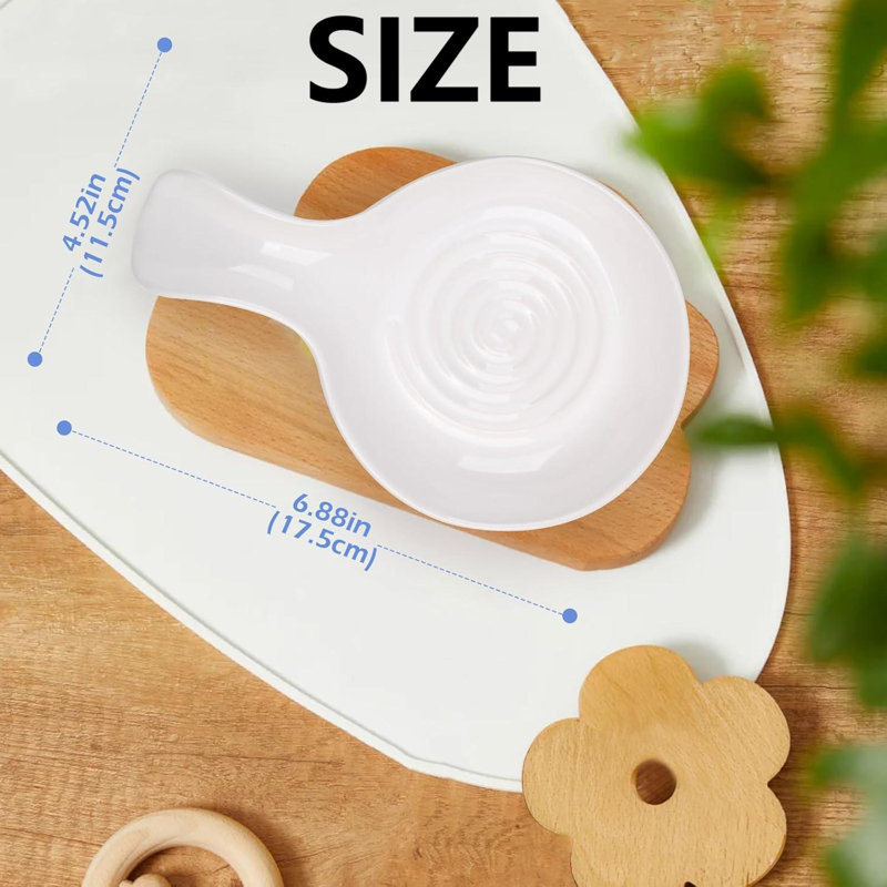 Repose-cuillère en céramique pour comptoir de cuisine, Blanc