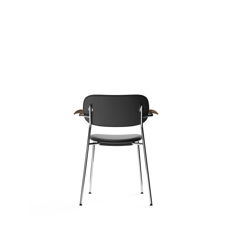 Co Upholstered Arm Chair, Dark Stained Oak, Bouclé 02 Acrylic, Chrome