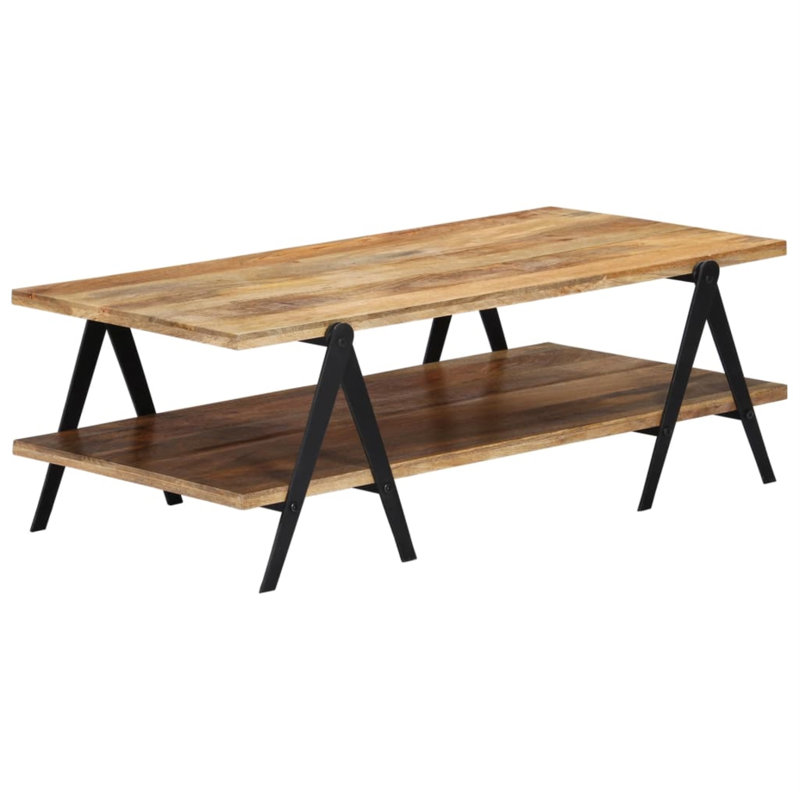 Table basse à cadre simple avec rangement, Chêne