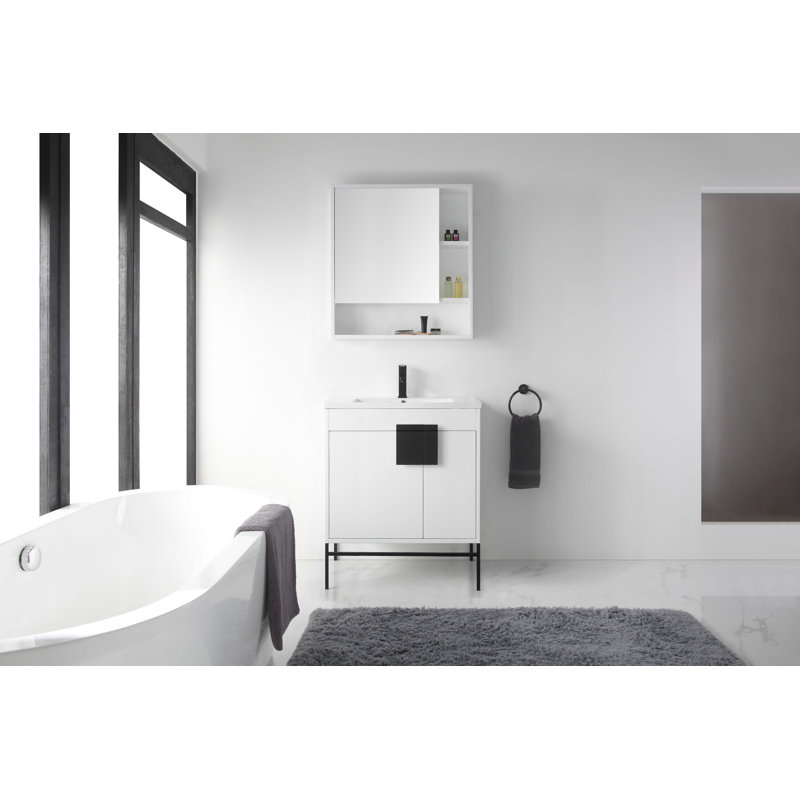 Ensemble de meuble-lavabo simple 30 po Maisie, Noir mat, Peint blanc mat