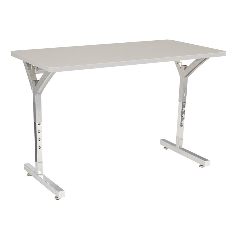 Rectangle Y-Frame Adjustable Height Collaborative Two Student Desk, Gray Spectrum