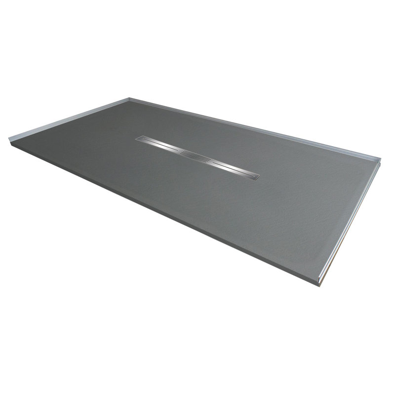 Base de douche à seuil zéro 36 po avec drain central Transolide Trimslate, Gris foncé