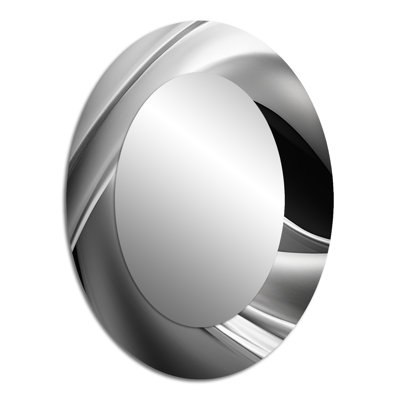 Silver Speed Fractal Wave II - Modern Oval Wall Mirror