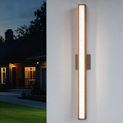 1 - Light 𝟯𝟲-𝗜𝗡𝗖𝗛 Dimmable Led Black Iron With Water Crystal Glass Outdoor Wall Light