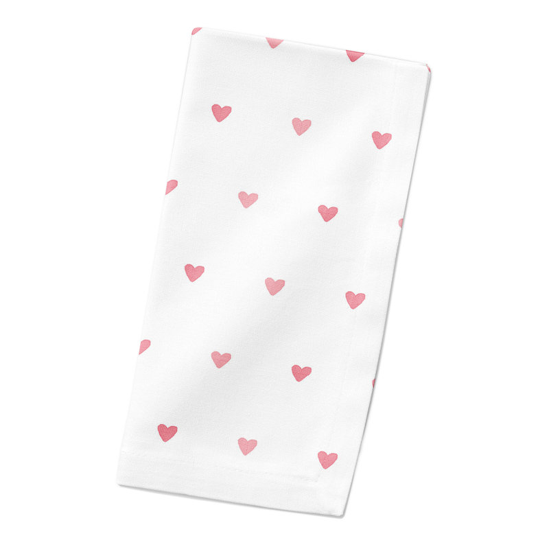 Cotton Pink Heart 10" Square Napkin