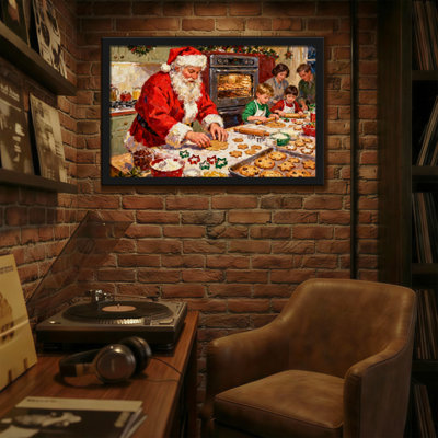 Christmas Santa Baking Cookies With Children