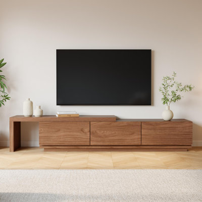 70.86"–110.23" Extendable Walnut TV Stand With 3 Drawers