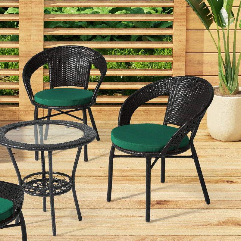  Patio Dining Chair Cushion, Green, 16" W x 16" D