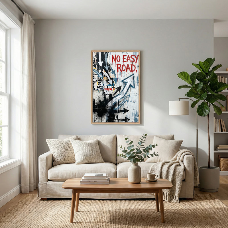 Ensemble d'une toile murale abstraite de style graffiti, 48"H x 32"W, Natural