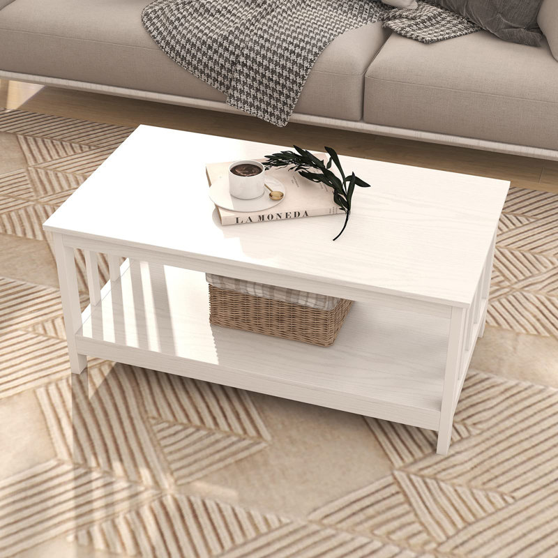 Table basse Briaroaks, Blanc, Blanc pur, H 18,1 po x L 39,9 po x l 22,04 po