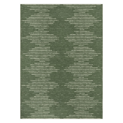 Modern Machine Washable Striped Rug for Living Room Non-Slip Low Pile Stain-Resistant Contemporary Geometric Soft Indoor Carpet for Bedroom Dining Room