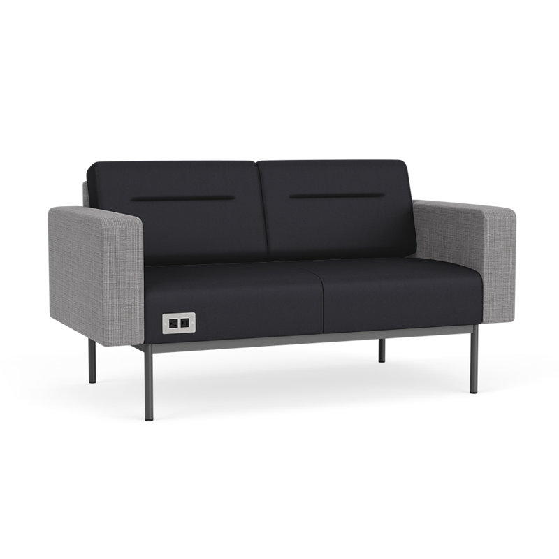 Causeuse de réception Darsey, Avec alimentation, Noir Patriot Plus; gris chambray, Gris anthracite