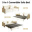 Canapé-lit convertible 3 en 1, format King, 208 cm de large, en velours, avec 3 oreillers-1833616241