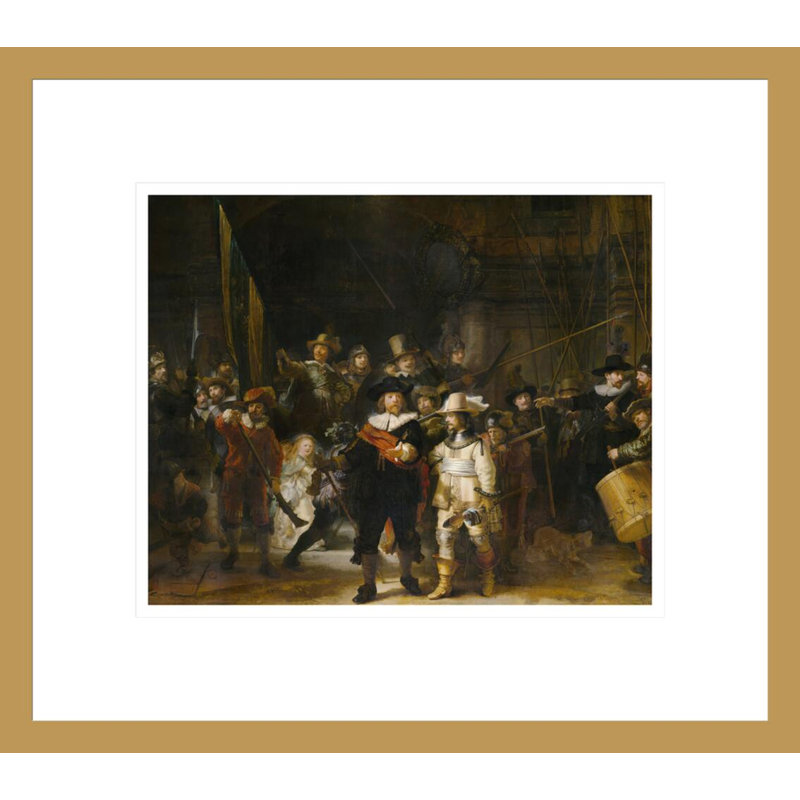 «The Night Watch» par Rembrandt van Rijn - Estampe numérique encadrée, H 13,75 po x l 15,57 po