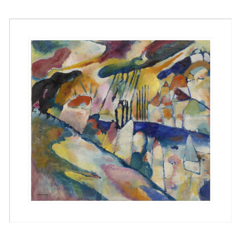 «Landscape with Rain» par Vasily Kandinsky - Estampe numérique encadrée, H 23,5 po x l 25,46 po
