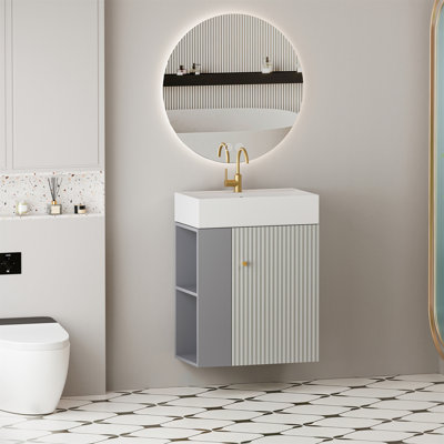 Meuble-lavabo mural 21,6 po avec lavabo en céramique