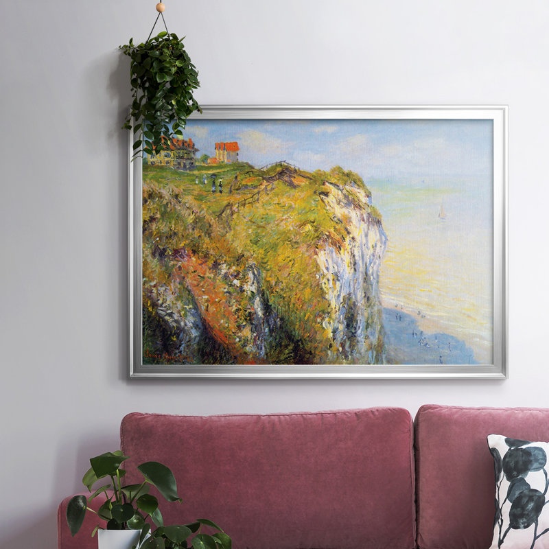 " Cliffs By Monet ", Silver Framed Floater Framed Canvas, 26" H x 38" W x 1.5" D