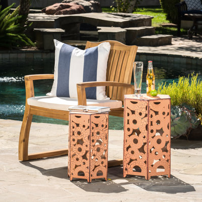 2 pièces de tables d'appoint, intérieur fer extérieur intérieur 14,34 po de profondeur x 12,85 po de largeur 22 po de hauteur et 12 po de profondeur 10,50 po de largeur 18,25 po de hauteur, sans les deux tables d'assemblage, pour la maison et le jardin, P 14,34 po x l 12,85 po x H 22 po P 10,50 po