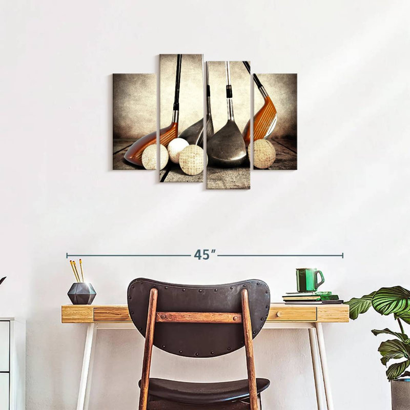 Ensemble de 4 pièces de golf sur toile, H 22 po x l 36 po x P 1 po
