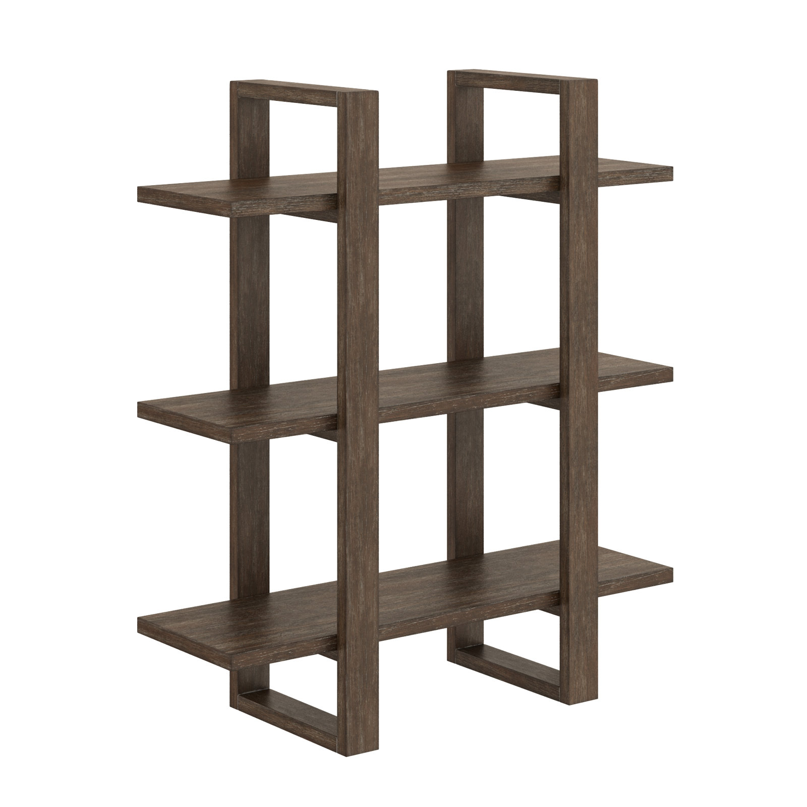 28" Solid Wood Floating Shelf, Wire Brushed Dark Brown