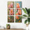 Pivoines dans un champ de fleurs sauvages - ensemble de 6 impressions murales florales
