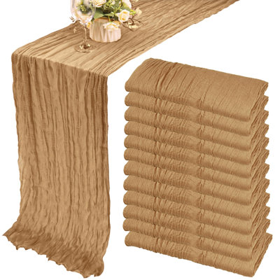 12 Pack 10ft Cheesecloth Table Runner 35x120 Inch Boho Gauze Table Runner Rustic Cheese Cloth Long Romantic Table Runners For Wedding Bridal Shower Birthday Party Table Decor
