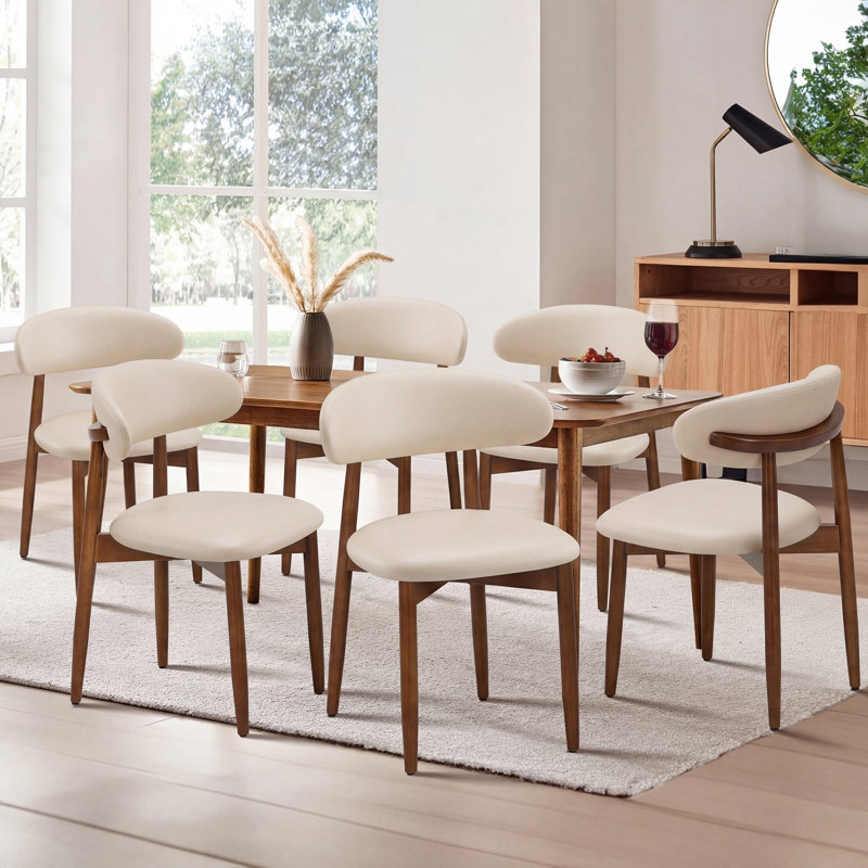 Chaise d'appoint rembourrée en bois massif, Beige