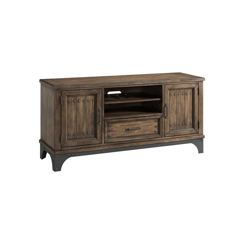 Console Keshan Whiskey River avec 2 tablettes, un tiroir et 2 armoires, gris poudre, largeur 60 po