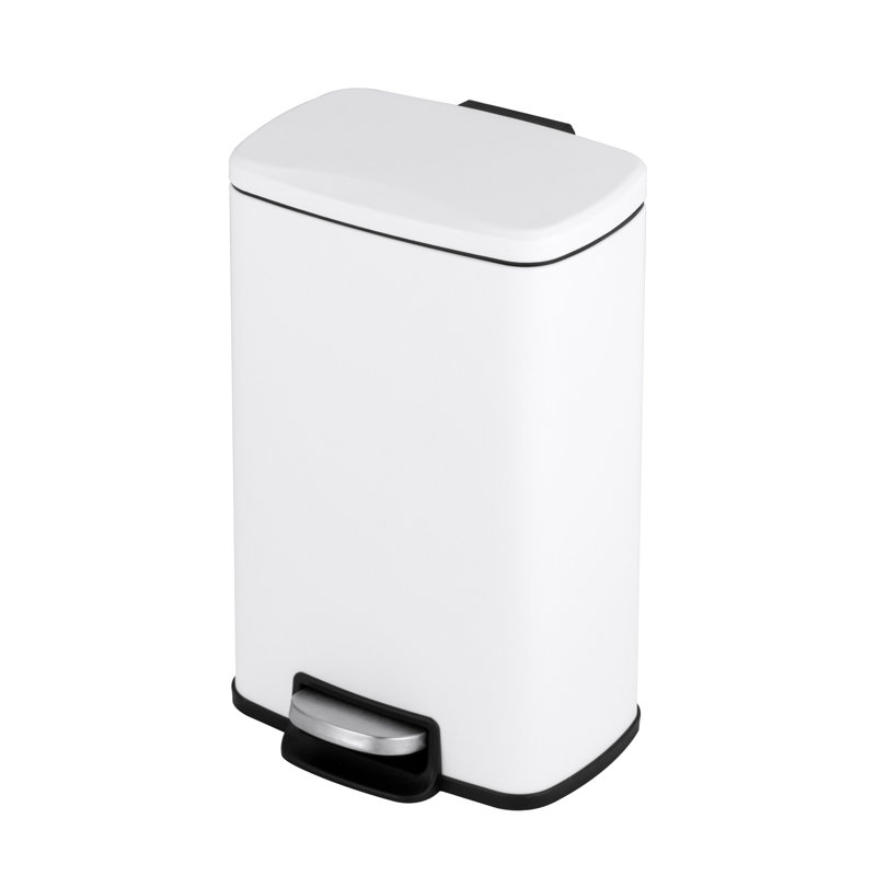 Poubelle à pédale en acier 1,3 gallon, Blanc