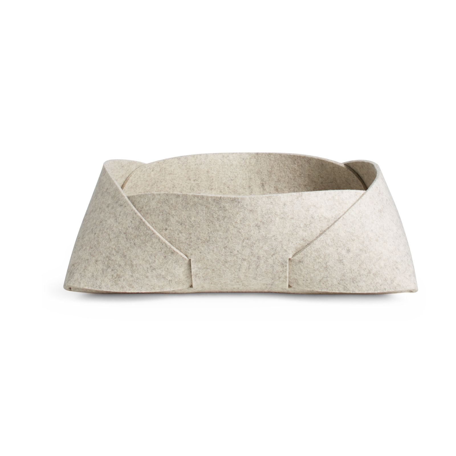 Double Tuck Fabric Decorative Basket, Heathered Off-White, 6" H x 13" W x 10" D