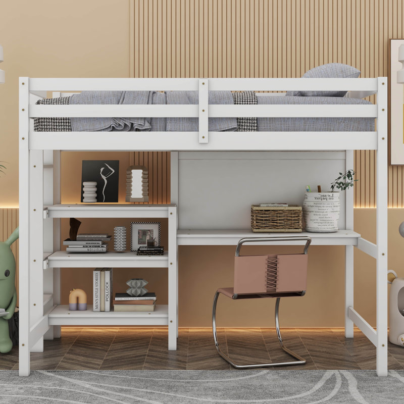 Hermino Kids Loft Bed, Twin, White
